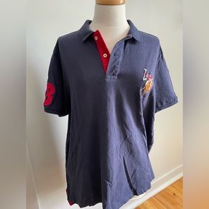 Unisex Vintage U.S. Polo Assn. Navy Blue Polo Shirt With Red Detailing, Size XL